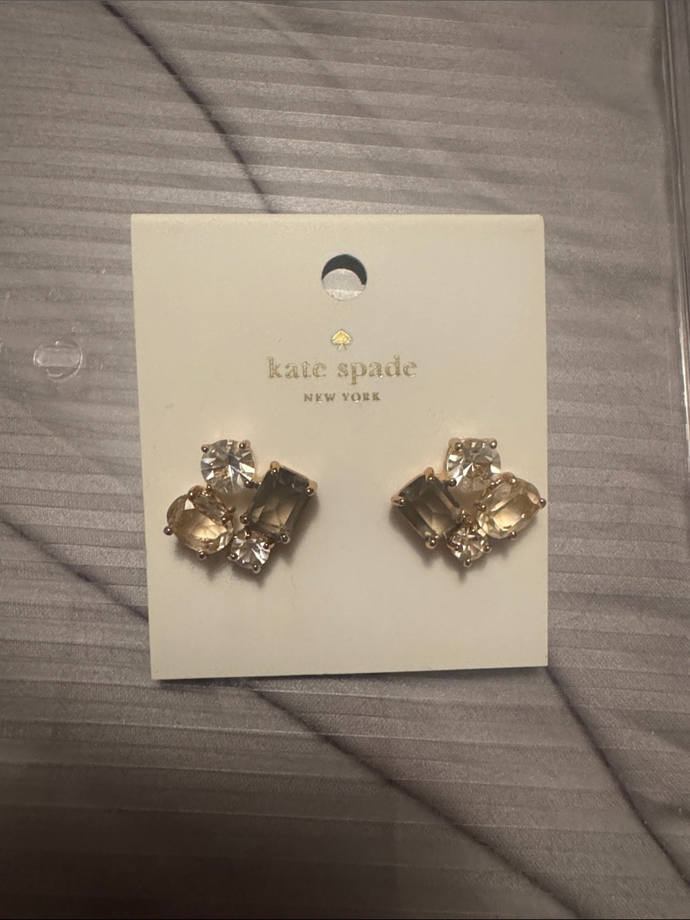 kate spade gold-tone champagne & clear crystal cluster studs